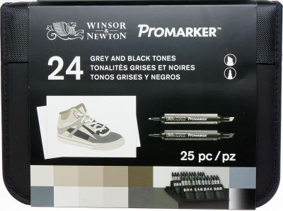 Winsor&Newton Promarker zestaw grey and black tones 24 szt, etui